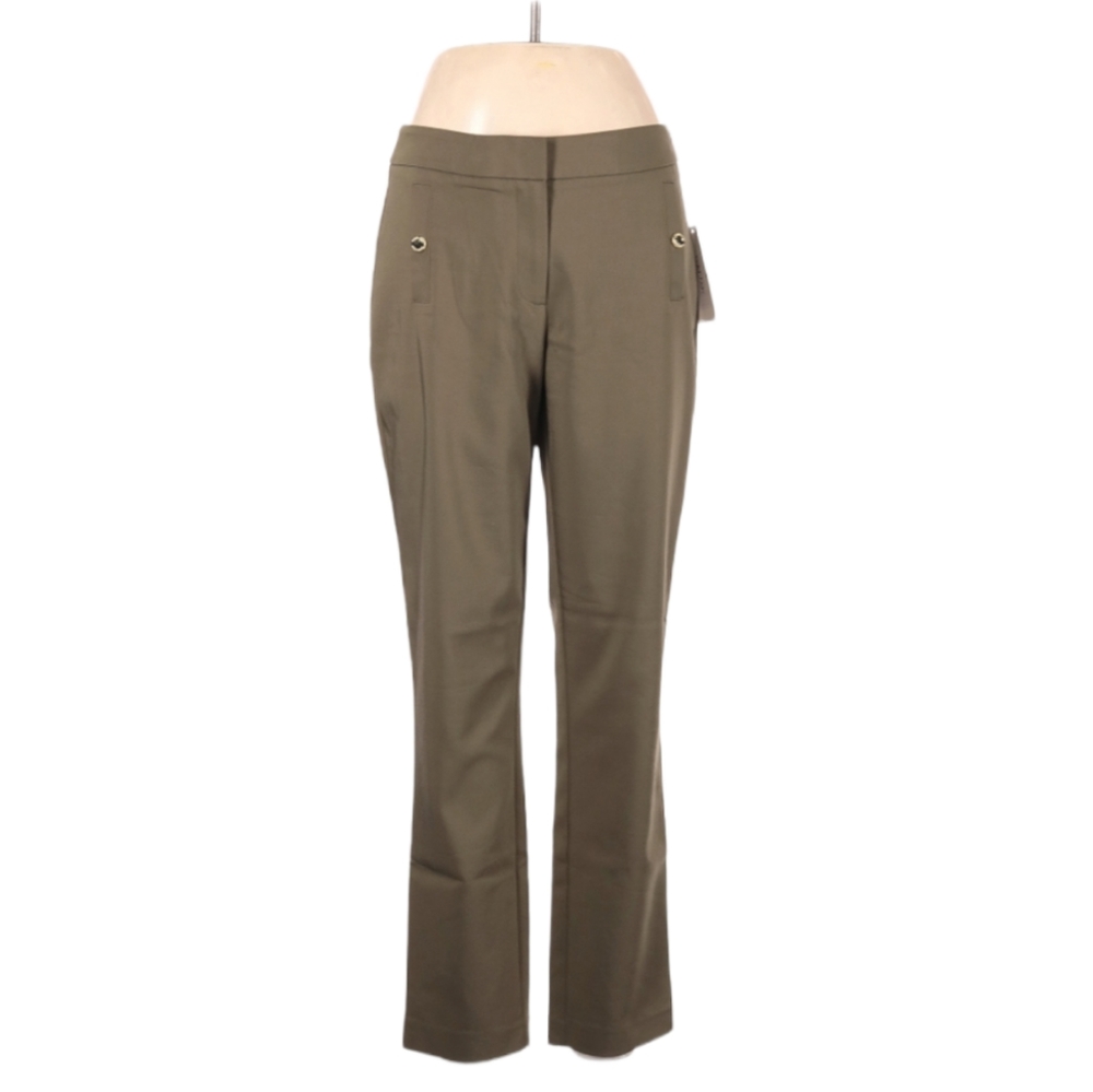 Calvin Klein Straight Leg Pants Size 4 Olive Green Lightweight Style KO2PB1 NEW